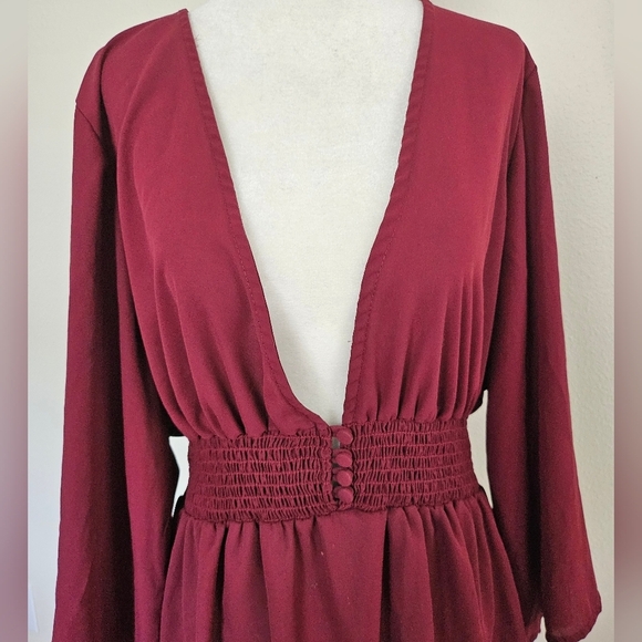 Torrid Babydoll Women's Elegant Burgundy Georgette Smocked Blouse Size 2X. - Picture 11 of 15